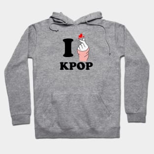 i love kpop finger heart black Hoodie